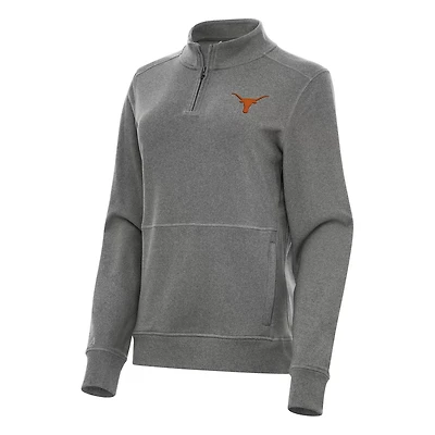 Antigua Heather Texas Longhorns Crush Quarter-Zip Fleece Sweatshirt