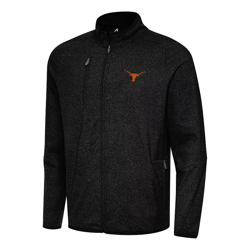 Antigua Heather Texas Longhorns Hold-Up Full-Zip Tri-Blend Jacket