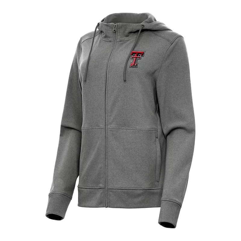 Antigua Heather Texas Tech Red Raiders Seeker Full-Zip Hoodie