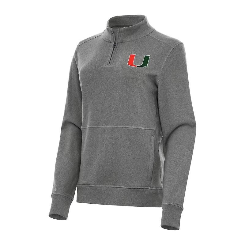 Antigua Hunter Miami Hurricanes Crush Quarter-Zip Fleece Sweatshirt
