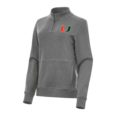 Antigua Hunter Miami Hurricanes Crush Quarter-Zip Fleece Sweatshirt