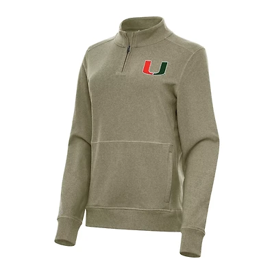 Antigua Hunter Miami Hurricanes Crush Quarter-Zip Fleece Sweatshirt