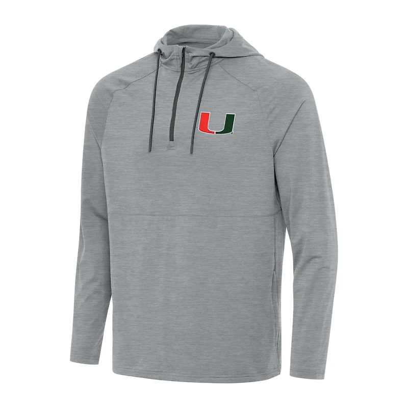 Antigua Hunter Miami Hurricanes Spikes Quarter-Zip Hoodie