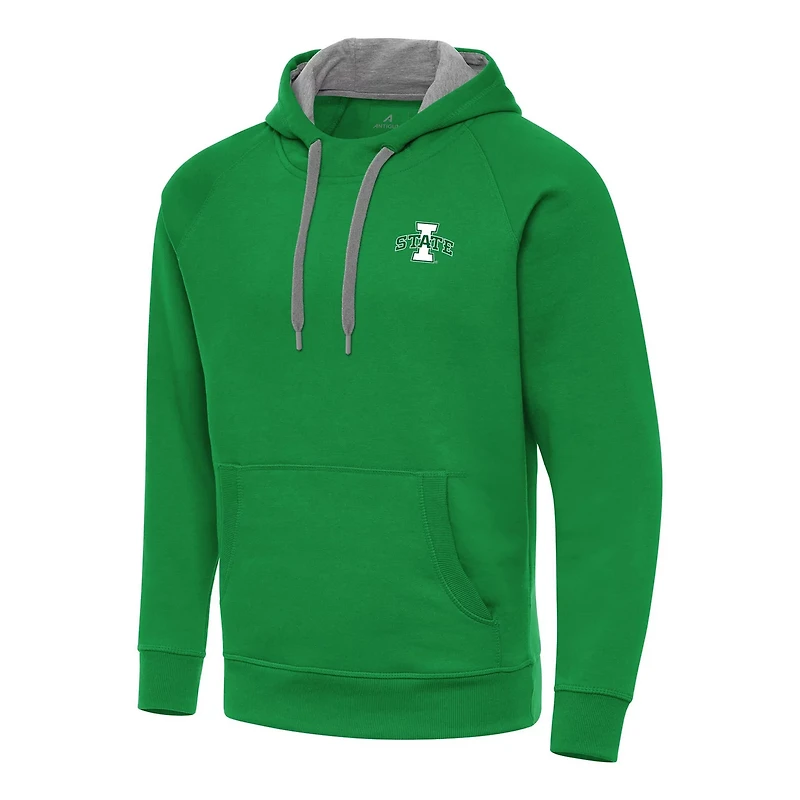 Antigua Kelly Iowa State Cyclones St Patrick's Day Fleece Raglan Victory Pullover Hoodie