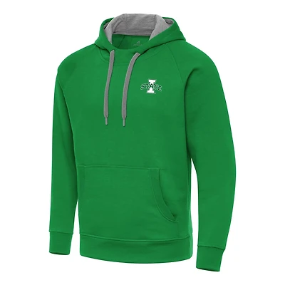 Antigua Kelly Iowa State Cyclones St Patrick's Day Fleece Raglan Victory Pullover Hoodie