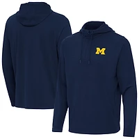 Antigua Michigan Wolverines Connected Quarter-Zip Waffle-Knit Tri-Blend Hoodie