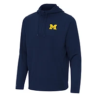 Antigua Michigan Wolverines Connected Quarter-Zip Waffle-Knit Tri-Blend Hoodie
