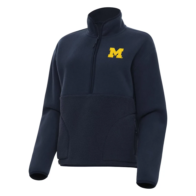 Antigua Michigan Wolverines Figure Quarter-Zip Jacket