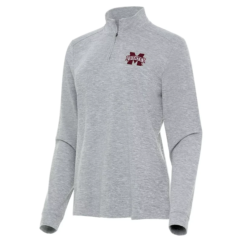 Antigua Mississippi State Bulldogs Mentor Long Sleeve Quarter-Zip Mock Polo