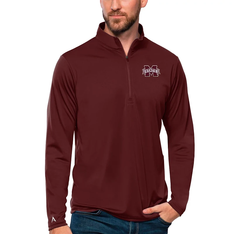 Antigua Mississippi State Bulldogs Tribute Quarter-Zip Top