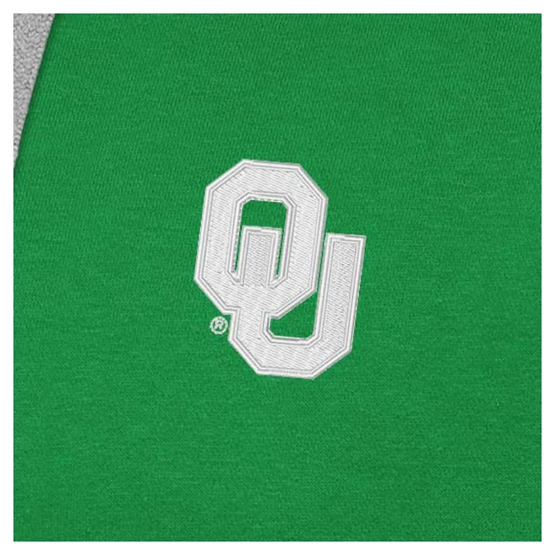 Antigua Oklahoma Sooners St Patrick's Day Fleece Raglan Victory Pullover Hoodie