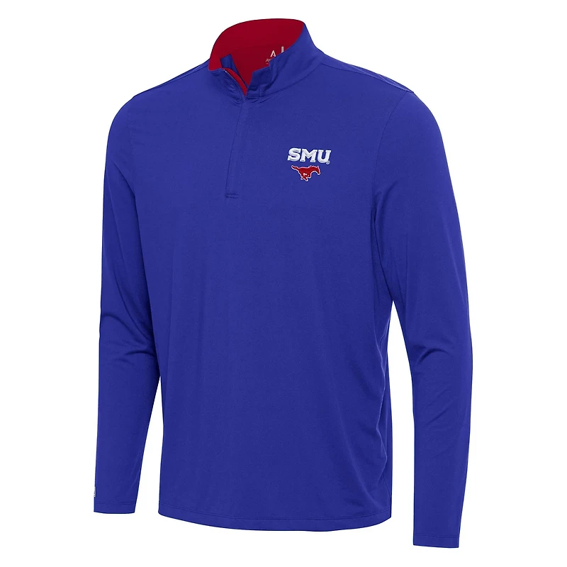 Antigua Red SMU Mustangs Content Quarter-Zip Pullover Top