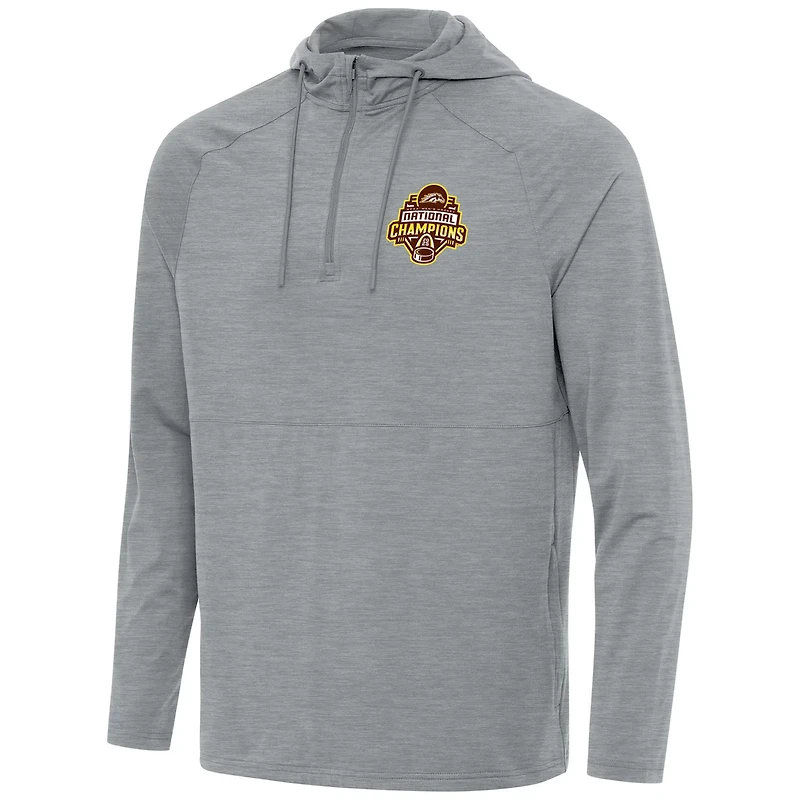 Antigua Western Michigan Broncos 2025 NCAA Frozen Four Ice Hockey National Champions Spikes Raglan Quarter-Zip Hoodie