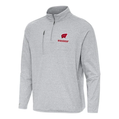 Antigua Wisconsin Badgers Certain Quarter-Zip Tri-Blend Sweatshirt