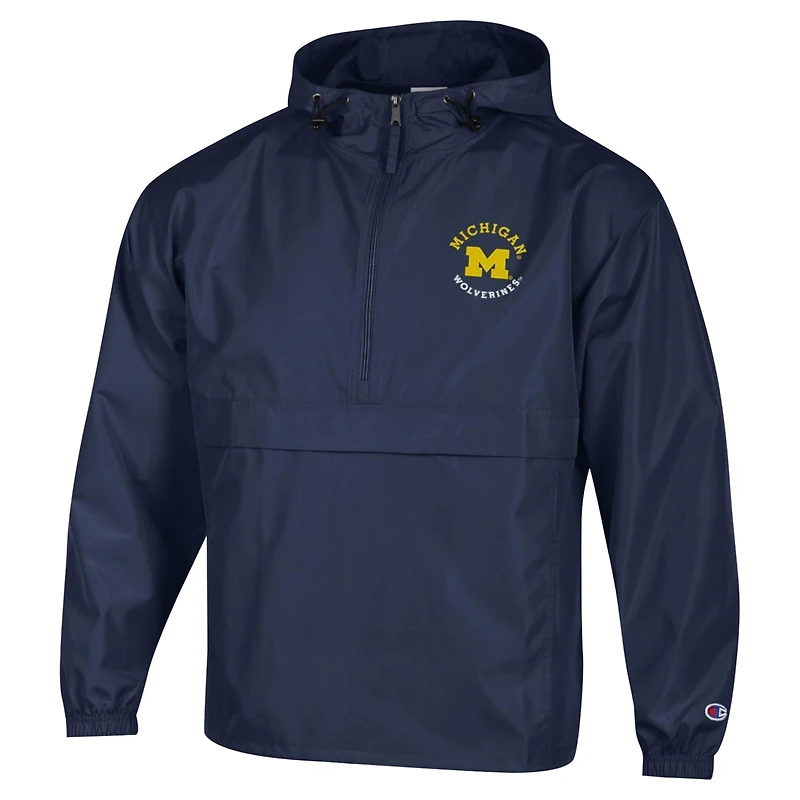 Champion Michigan Wolverines Packable Hooded Windbreaker Half-Zip Jacket