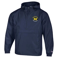 Champion Michigan Wolverines Packable Hooded Windbreaker Half-Zip Jacket