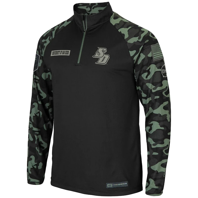 Colosseum Camo San Diego Toreros OHT Military Appreciation Take Flight Raglan Quarter-Zip Jacket