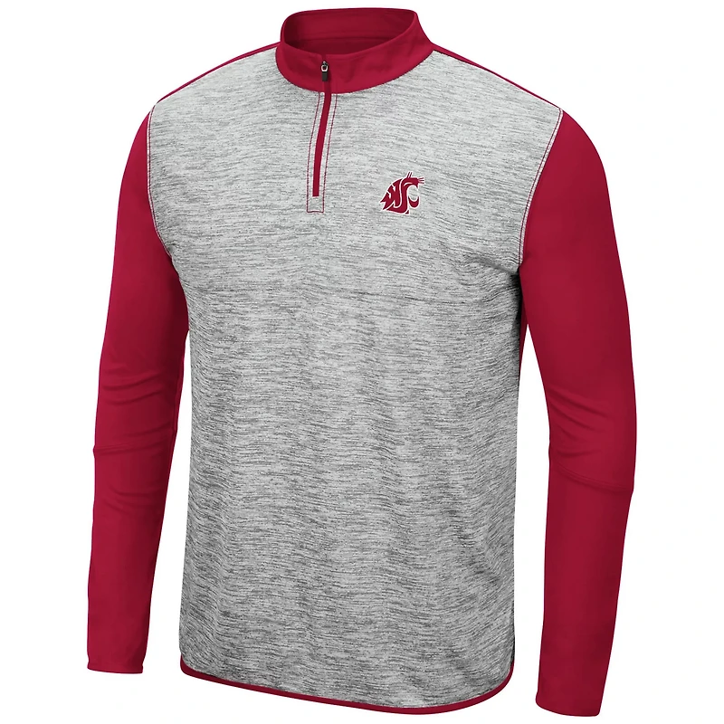 Colosseum Heathered Gray Crimson Washington State Cougars Prospect Quarter-Zip Jacket
