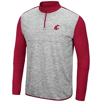 Colosseum Heathered Gray Crimson Washington State Cougars Prospect Quarter-Zip Jacket