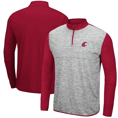 Colosseum Heathered Gray Crimson Washington State Cougars Prospect Quarter-Zip Jacket