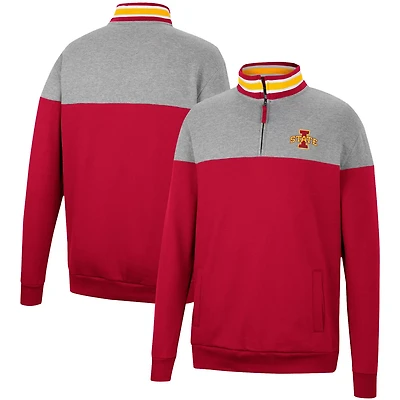 Colosseum Heathered Gray Iowa State Cyclones Be the Ball Quarter-Zip Top