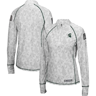 Colosseum Michigan State Spartans OHT Military Appreciation Officer Arctic Camo Fitted Lightweight 1 4-Zip Jacket
