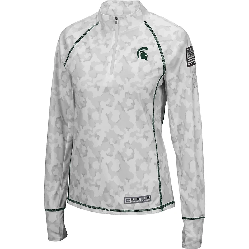 Colosseum Michigan State Spartans OHT Military Appreciation Officer Arctic Camo Fitted Lightweight 1 4-Zip Jacket