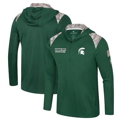 Colosseum Michigan State Spartans OHT Military Appreciation Quarter-Zip Hoodie Jacket