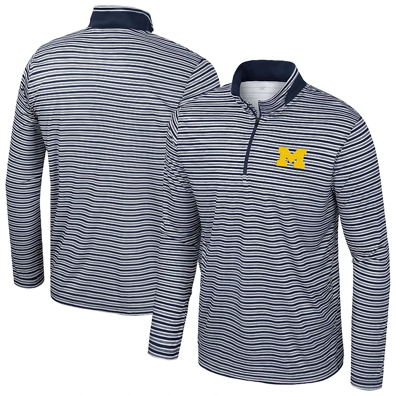 Colosseum Michigan Wolverines Striped Quarter-Zip Top