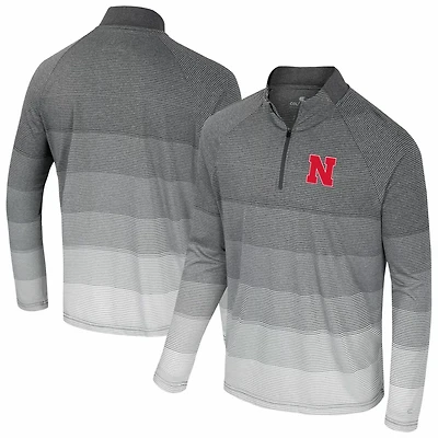 Colosseum Nebraska Huskers AI Striped Mesh Quarter-Zip Raglan Windshirt