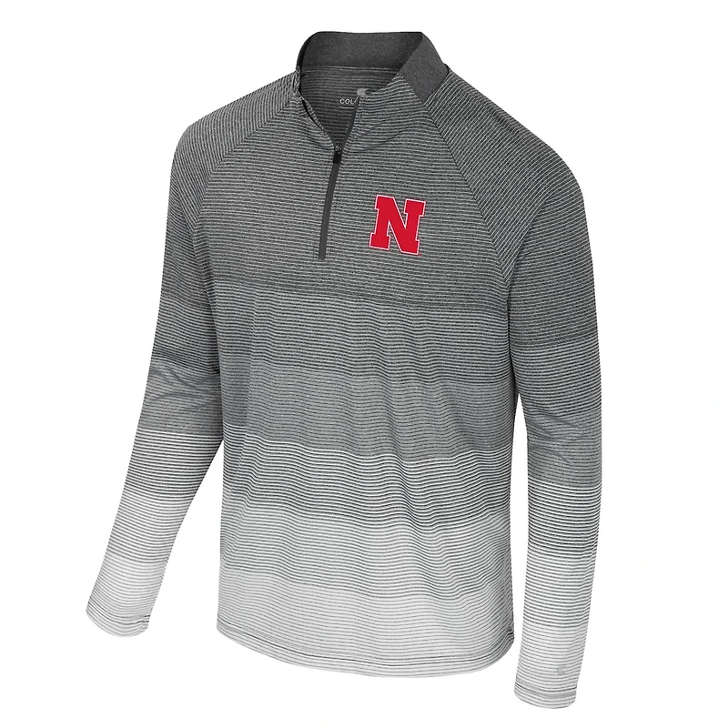 Colosseum Nebraska Huskers AI Striped Mesh Quarter-Zip Raglan Windshirt