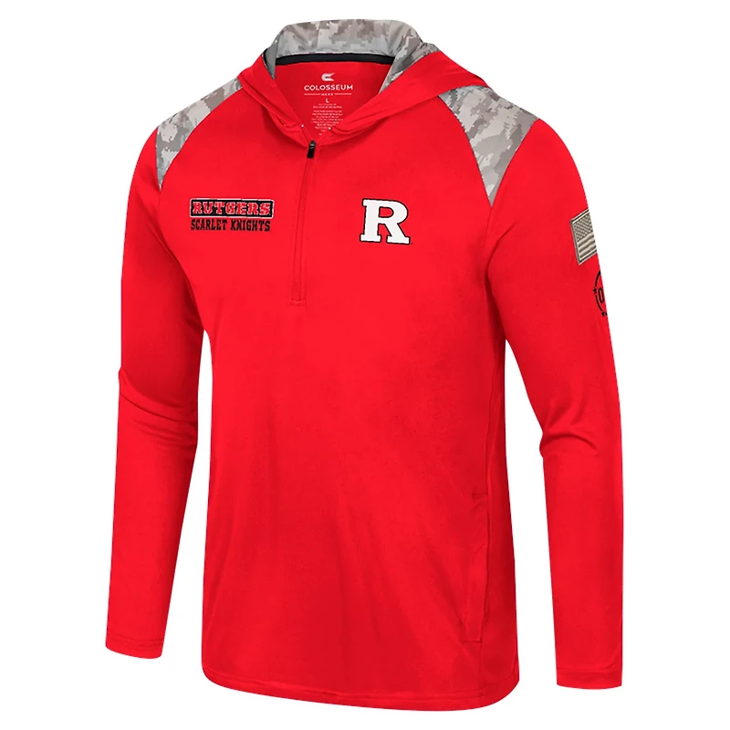 Colosseum Rutgers Knights OHT Military Appreciation Quarter-Zip Hoodie Jacket