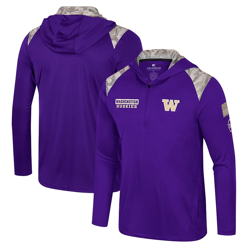 Colosseum Washington Huskies OHT Military Appreciation Quarter-Zip Hoodie Jacket