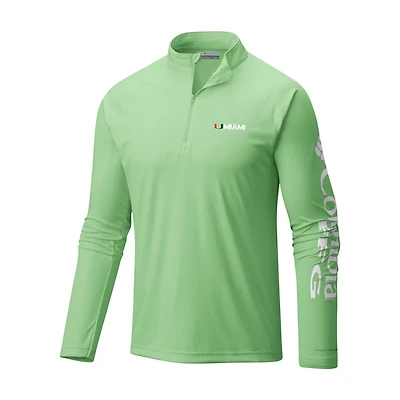 Columbia Miami Hurricanes Terminal Tackle Omni-Wick Quarter-Zip Top