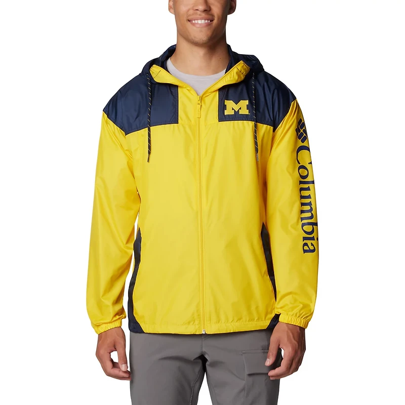 Columbia Michigan Wolverines Flash Challenger II Omni-Shade Full-Zip Hoodie Windbreaker Jacket