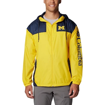 Columbia Michigan Wolverines Flash Challenger II Omni-Shade Full-Zip Hoodie Windbreaker Jacket