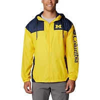 Columbia Michigan Wolverines Flash Challenger II Omni-Shade Full-Zip Hoodie Windbreaker Jacket