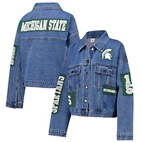 G-III 4Her by Carl Banks Michigan State Spartans Game Ball Patches and Studs Full-Button Jacket