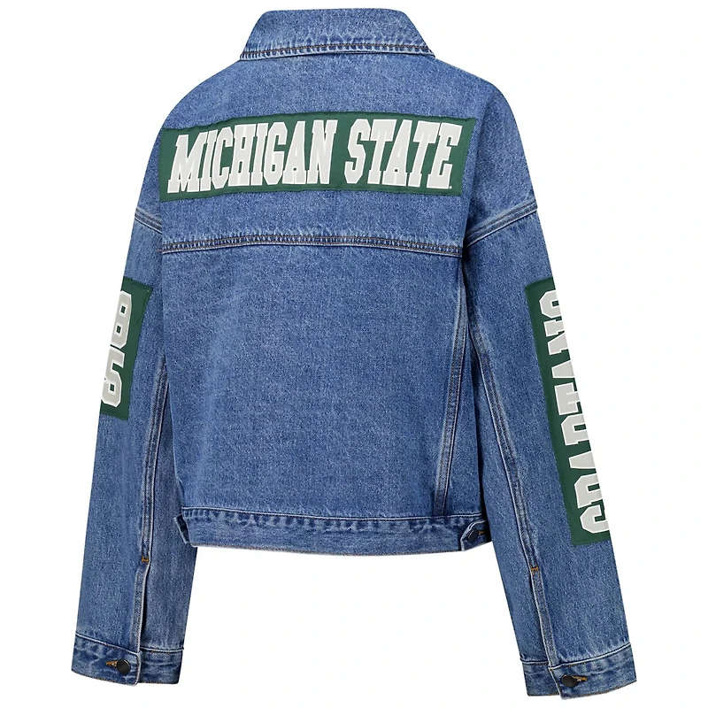 G-III 4Her by Carl Banks Michigan State Spartans Game Ball Patches and Studs Full-Button Jacket
