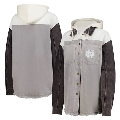 Gameday Couture Notre Dame Fighting Irish Vintage Wash Corduroy Full-Snap Hooded Shacket