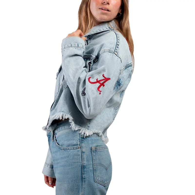 Hype and Vice Alabama Crimson Tide Lightwash Full-Button Jean Jacket