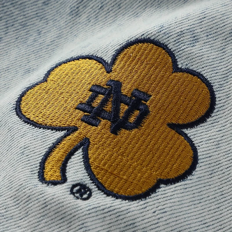 Hype and Vice Notre Dame Fighting Irish Lightwash Cropped Button-Up Jean Jacket