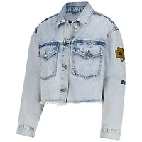 Hype and Vice Notre Dame Fighting Irish Lightwash Cropped Button-Up Jean Jacket