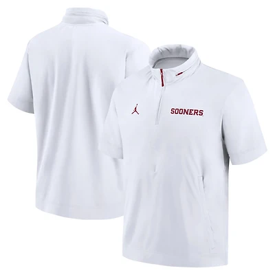 Jordan Brand Oklahoma Sooners 2024 Sideline Coach Short Sleeve Half-Zip Hoodie Jacket