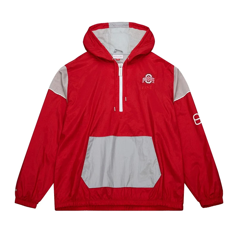 Mitchell Ness Ohio State Buckeyes Team 30 Anorak Half-Zip Hoodie