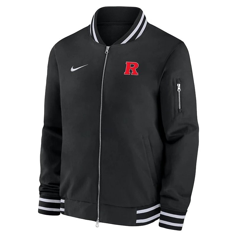 Nike Rutgers Scarlet Knights Sideline Relaxed Full-Zip Bomber Jacket