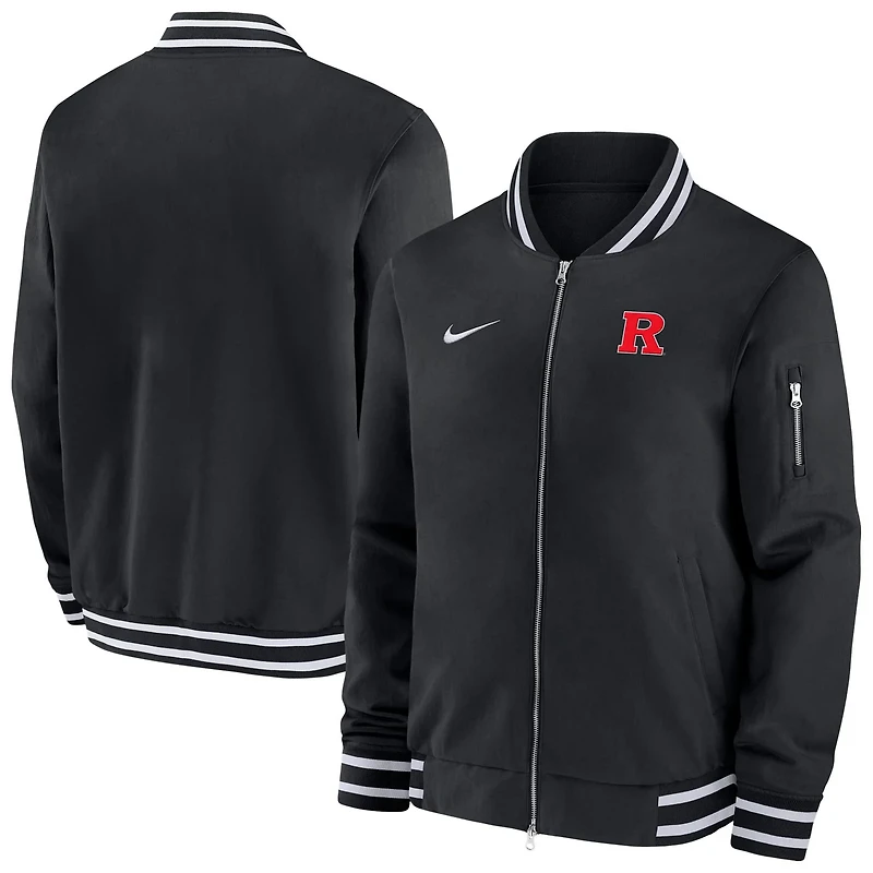 Nike Rutgers Scarlet Knights Sideline Relaxed Full-Zip Bomber Jacket