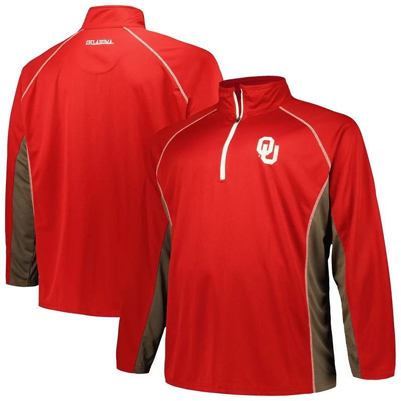 Profile Oklahoma Sooners Big  Tall Quarter-Zip Raglan Jacket