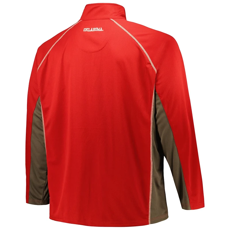 Profile Oklahoma Sooners Big  Tall Quarter-Zip Raglan Jacket