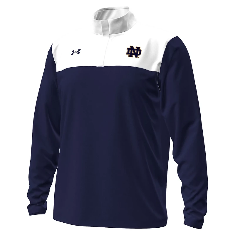 Under Armour Navy Notre Dame Fighting Irish Green Blocked Quarter-Zip Pullover